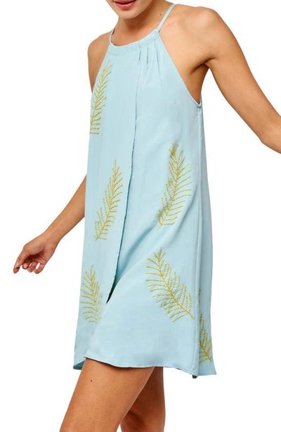 Shop Ciebon Joanna Beaded Palm Minidress In Blue