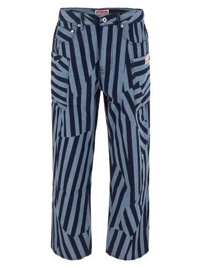 KENZO DAZZLE STRIPE CARGO JEANS FD65DP4086R1DM