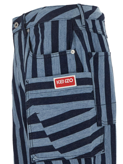 KENZO DAZZLE STRIPE CARGO JEANS FD65DP4086R1DM