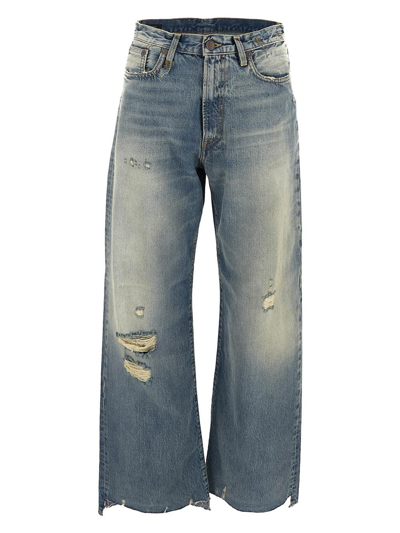 Shop R13 D'arcy Loose Jean With Rips In Blue