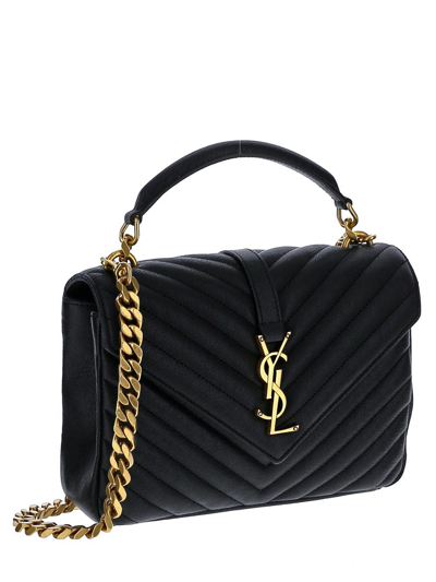 Shop Saint Laurent College Medium Chain Bag In Black