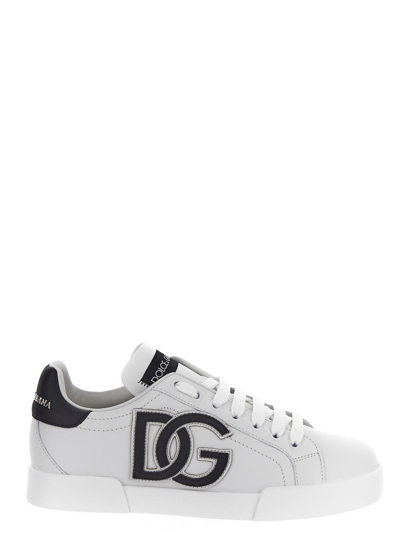 Shop Dolce & Gabbana Logo Patch Portofino Sneakers In White