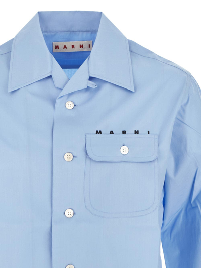 Shop Marni Logo Shirt In Blue