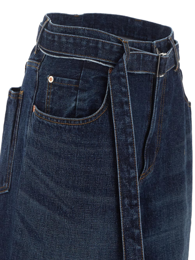 Shop Sacai Wide Leg Jeans In Blue