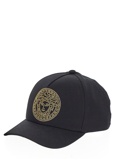 Shop Versace Medusa Rhinestones Baseball Cap