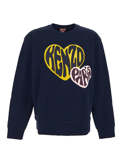 Shop Kenzo Hearts Classic Sweatshirt In Blue