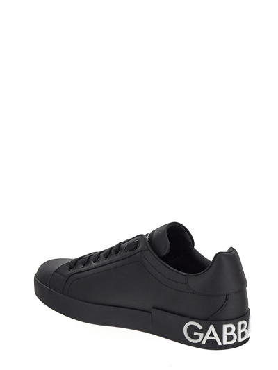 Shop Dolce & Gabbana Logo Print Portofino Sneakers In Black