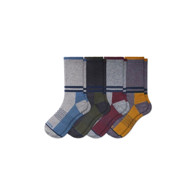 Shop Bombas Stripes Calf Sock 4-pack In Husk Black Mix