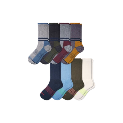 Shop Bombas Calf Sock 8-pack In Navy Black Mix