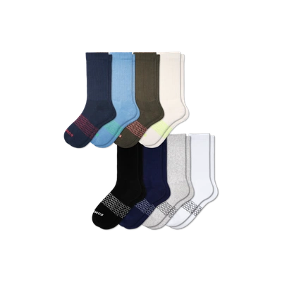 Shop Bombas Calf Sock 8-pack In Navy Olive Mix