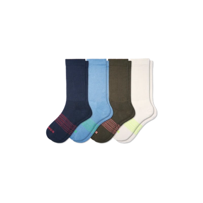 Shop Bombas Solids Calf Sock 4-pack In Navy Olive Mix
