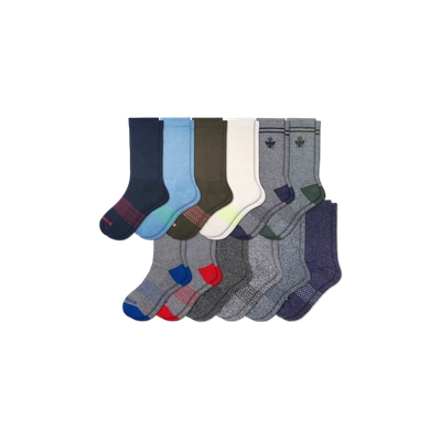 Shop Bombas Calf Sock 12-pack In Navy Olive Mix
