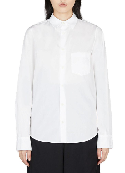 Shop Ann Demeulemeester Buttoned Long In White