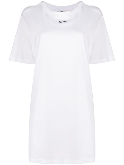 Shop Nike Swoosh Logo-embroidered T-shirt Dress In White