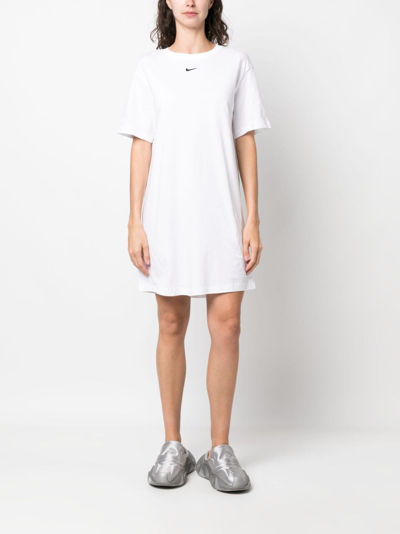 Shop Nike Swoosh Logo-embroidered T-shirt Dress In White