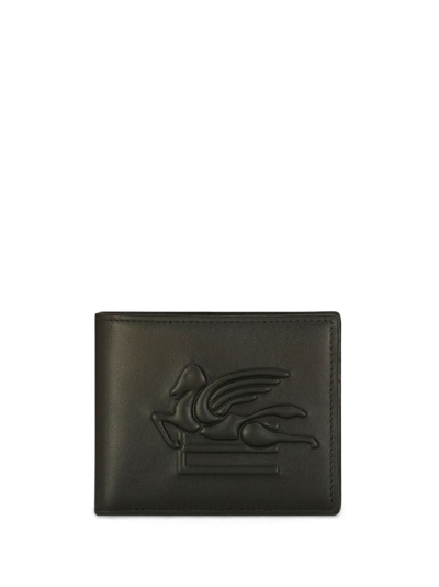 Shop Etro Pegaso Motif-embossed Leather Wallet In Black