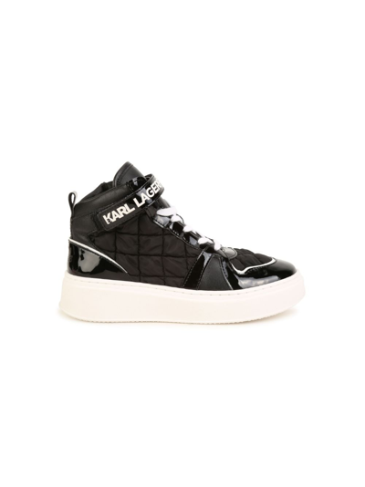 Shop Karl Lagerfeld Logo-print Hi-top Sneakers In Black