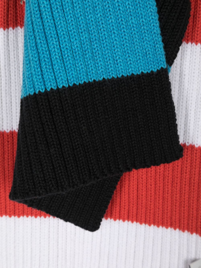 Shop Stella Mccartney Stripe-pattern Knitted Scarf In Blue