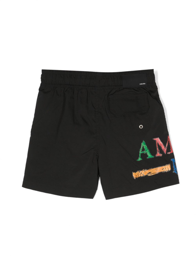 Shop Amiri Logo-print Drawstring-waist Shorts In Black