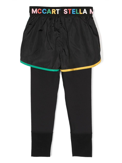 Stella Mccartney Logo-print Elasticated-waistband Leggings In Black
