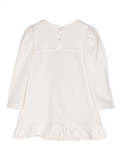 Monnalisa Bear-motif Flared Dress In Neutrals