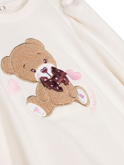 Monnalisa Bear-motif Flared Dress In Neutrals