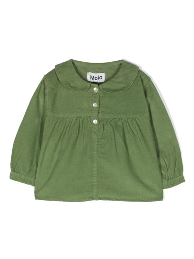 Shop Molo Long-sleeve Corduroy Blouse In Green