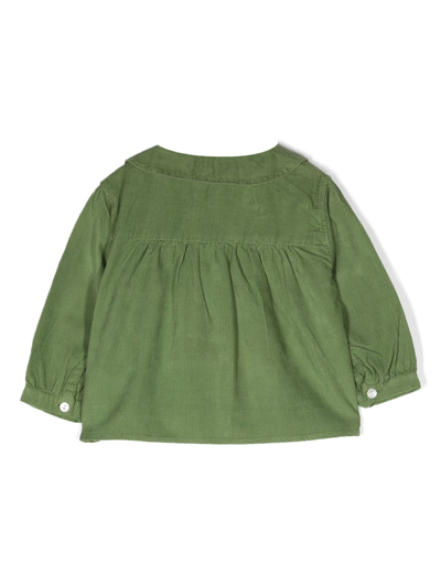 Shop Molo Long-sleeve Corduroy Blouse In Green