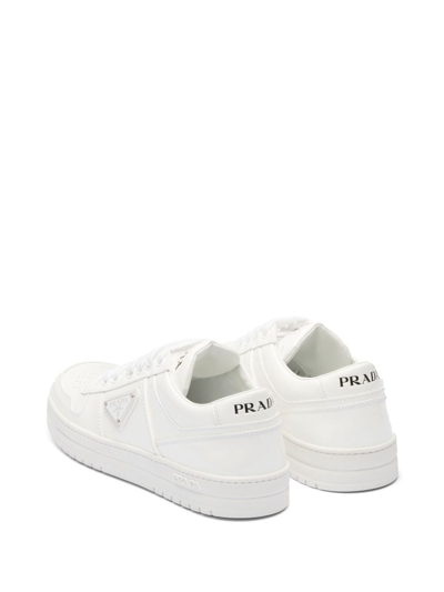 Shop Prada Downtown Leather Sneakers In White