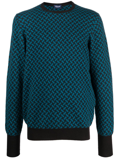 Shop Drumohr Intarsia-knit Cashmere Jumper In Black