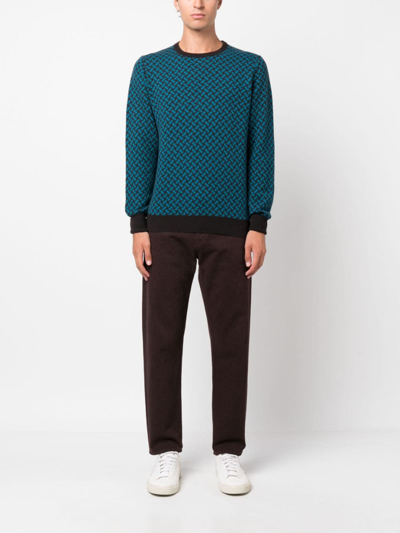 Shop Drumohr Intarsia-knit Cashmere Jumper In Black