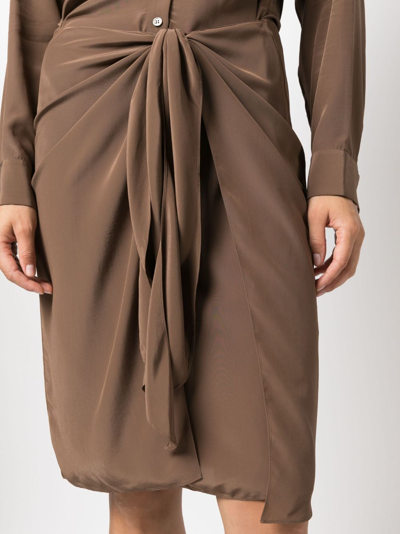Shop Theory Sarong Draped Shirtdress In Brown