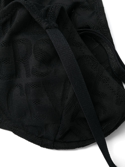 Versace Allover Mesh Underwire Bra In Black
