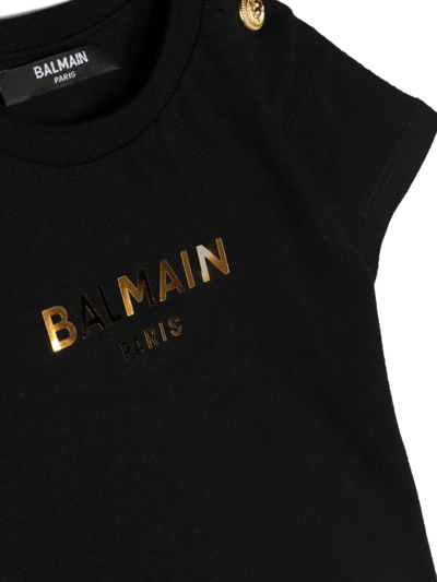 Shop Balmain Logo-print Cotton T-shirt In Black