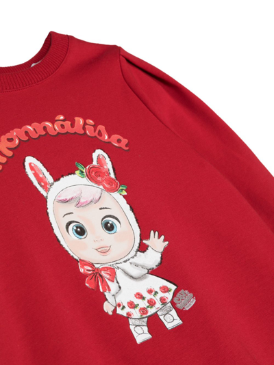 Shop Monnalisa Logo-print Long-sleeve Dress In Red