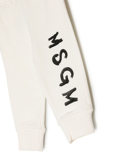 Shop Msgm Logo-print Track Pants In Neutrals