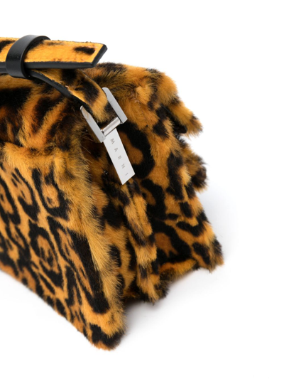 Shop Marni Leopard-print Crossbody Bag In Gold