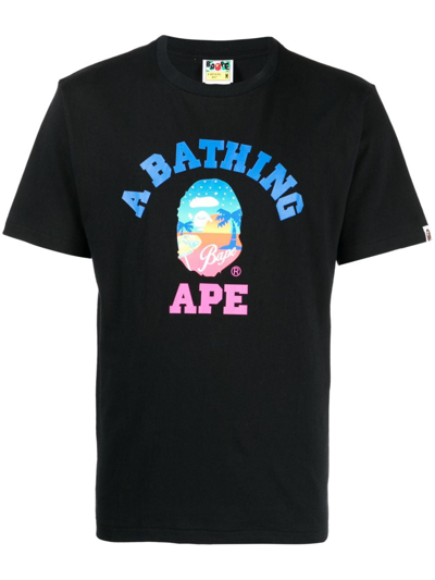 Shop A Bathing Ape Graphic-print Cotton T-shirt In White