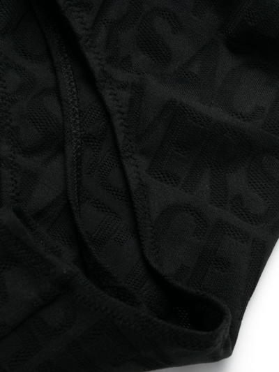 Versace Allover High-waist Mesh Briefs In Black