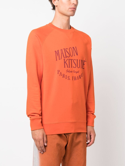 Shop Maison Kitsuné Logo-print Cotton Sweatshirt In Orange