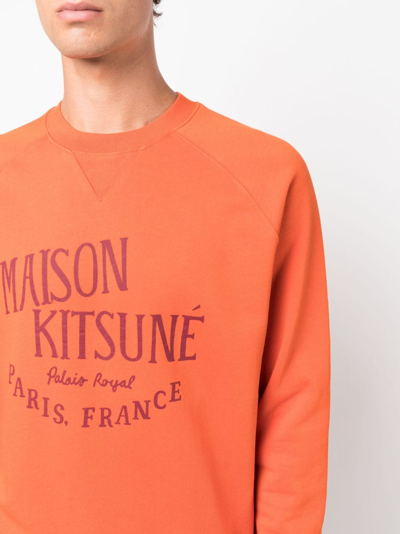 Shop Maison Kitsuné Logo-print Cotton Sweatshirt In Orange