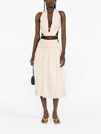 Cult Gaia Miriam Gingham-print Cropped Top In Neutrals