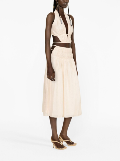 Cult Gaia Miriam Gingham-print Cropped Top In Neutrals