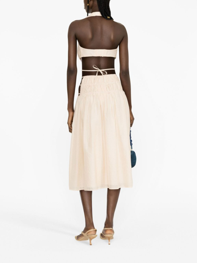 Cult Gaia Miriam Gingham-print Cropped Top In Neutrals