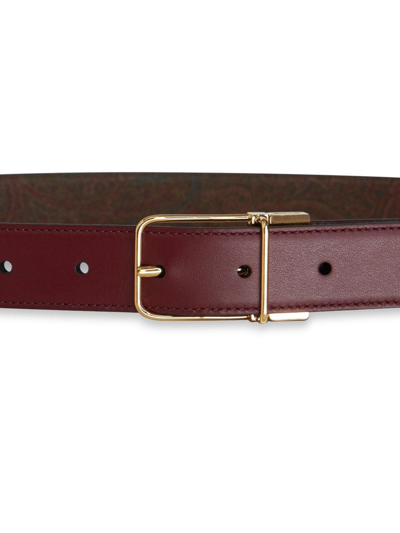 Shop Etro Reversible Buckled Leather Belt In Brown