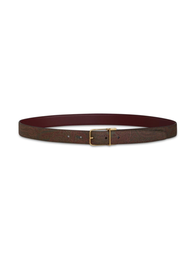 Etro Reversible Buckled Leather Belt In Brown