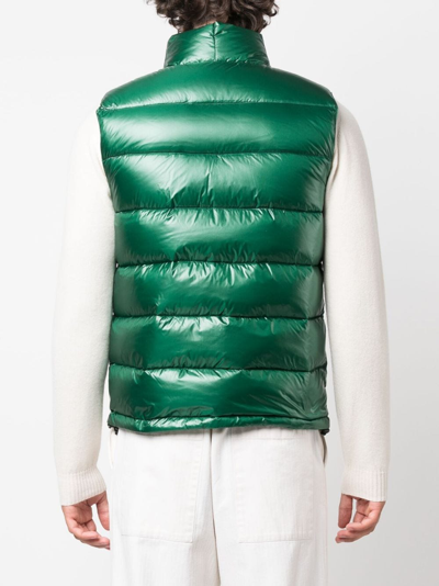 Shop Aspesi Padded Feather-down Gilet In Green