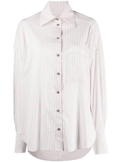 Shop The Mannei Stripe-pattern Spread-collar Shirt In Neutrals