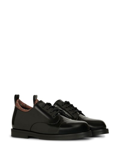 Shop Etro Paisley-print Leather Derby Shoes In Black