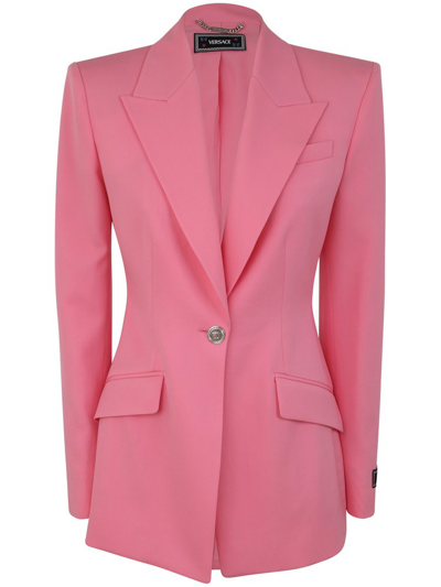 Shop Versace Tailored Buttoned Blazer In Pink